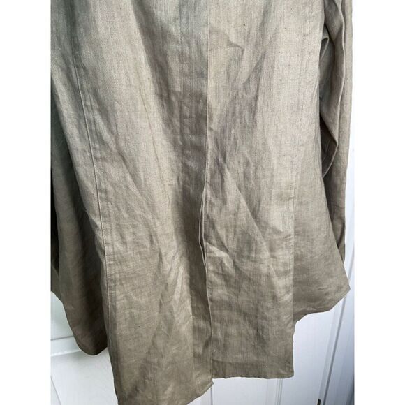 Richard Malcolm Woman Irish Linen Button Front Army Green 1X Lagen Boxy Boho - Picture 4 of 9